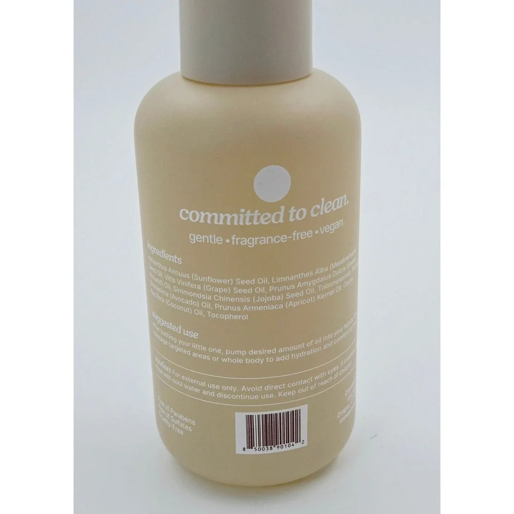 Roe Calming Baby Oil Soften + Soothe Fragrance Free Vegan 4fl oz 120ml Pump
